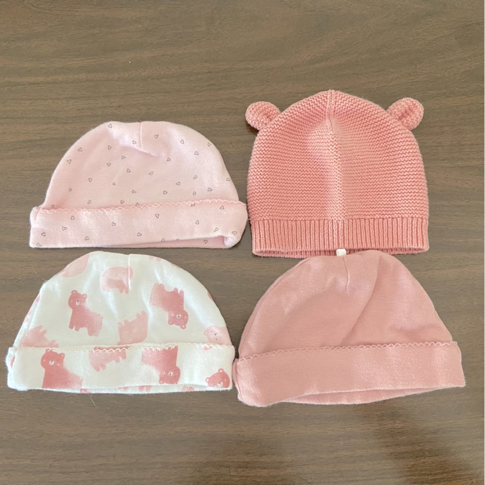 Carter’s Pink Newborn Cotton Hats: Set of 4
